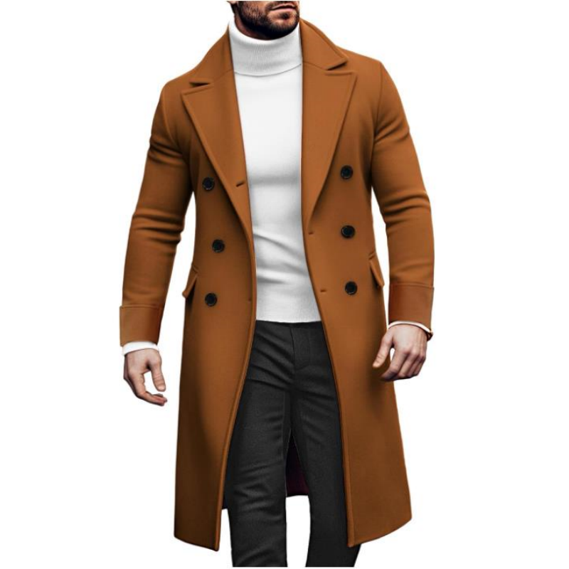 Men Long Double-breasted Coat  - đánh giá và giá Winter Clothing Types
