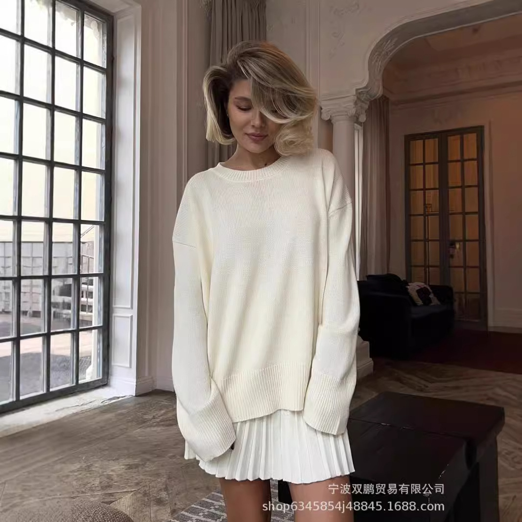 Autumn Solid Color O-neck Swea - đánh giá và giá Winter Clothing Ladies