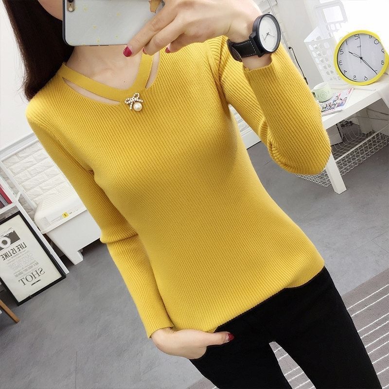 V Neck Knitting Slim Simplicit - đánh giá và giá Winter Clothing Trends For Women