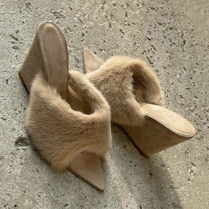 Fluffy Women Slippers Wedges P - đánh giá và giá Winter Clothing Ladies