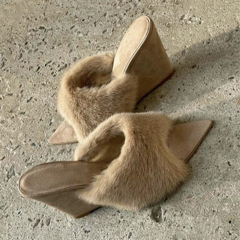 Fluffy Women Slippers Wedges P - đánh giá và giá Winter Clothing Ladies