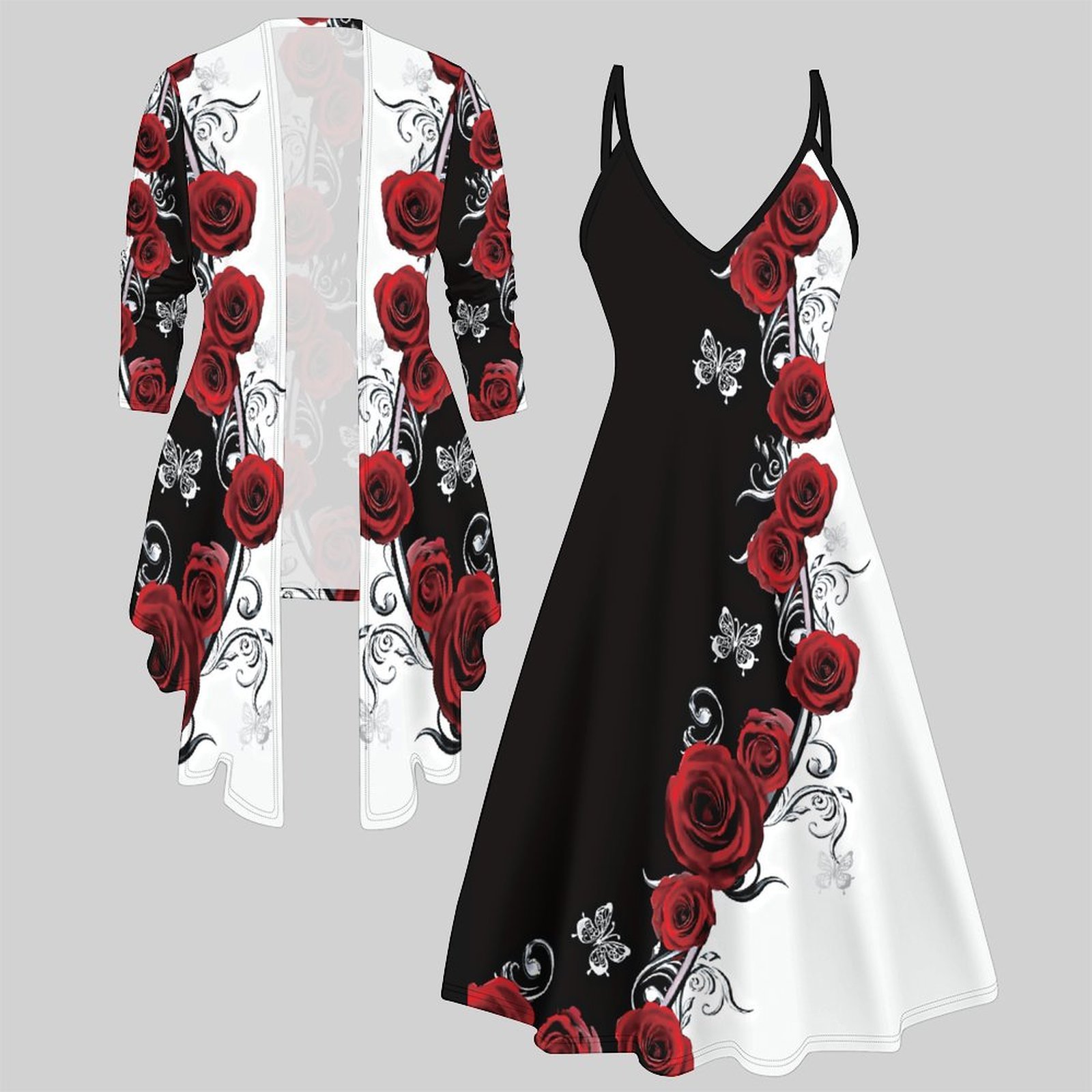 Print Two Piece Set Women Midi - đánh giá và giá Winter Clothing Ladies