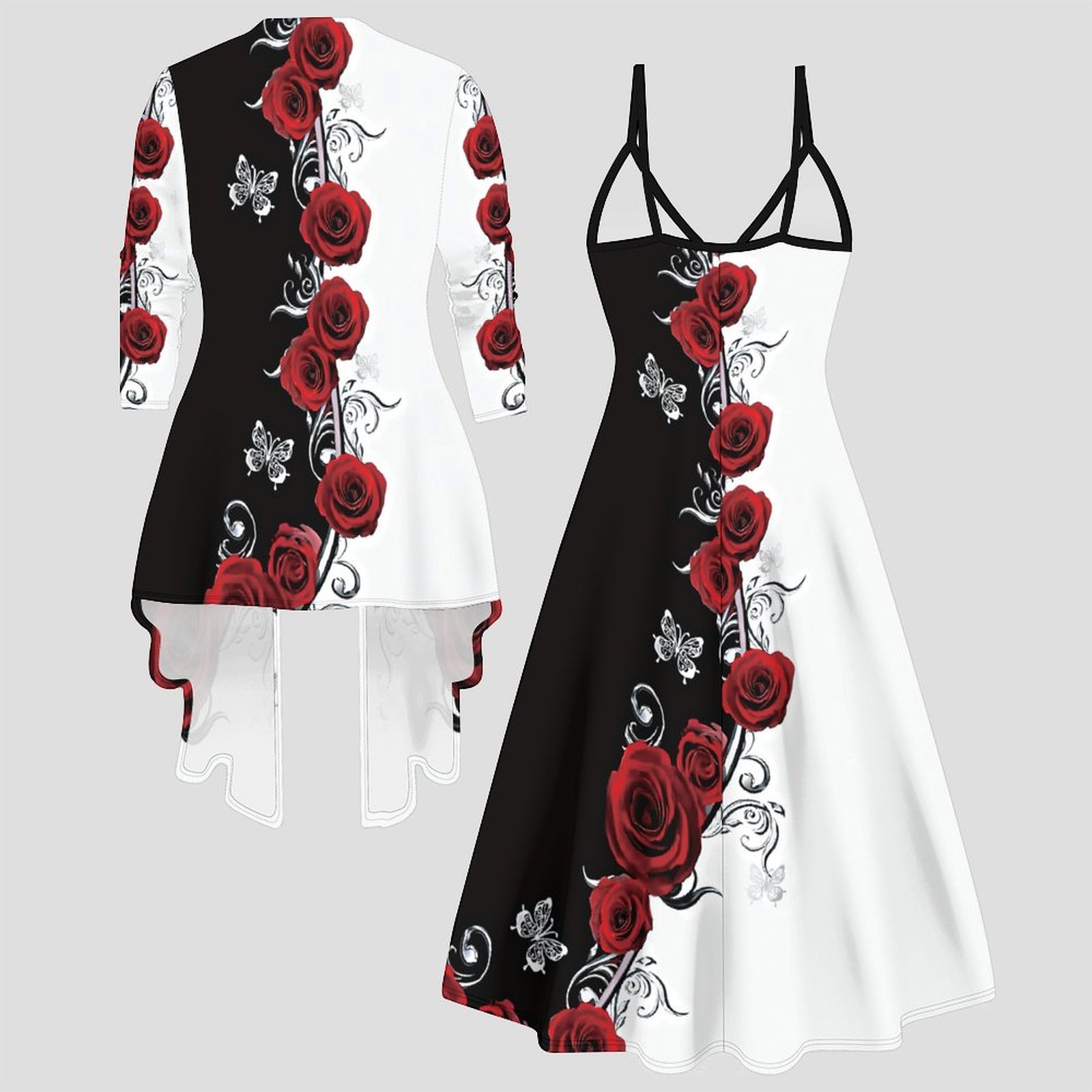 Print Two Piece Set Women Midi - đánh giá và giá Winter Clothing Ladies